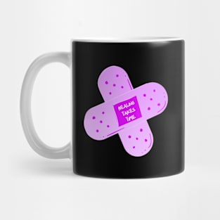 Healing Takes Time Purple Bandaid Mug